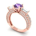 thumbnail image 2 of 2.33 ct Round Cut Simulated Alexandrite 3 Stone 18K Rose Gold Womens Engagement Ring, 2 of 5