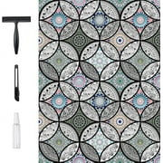 DKTIE Static Cling Decorative Window Film Vinyl Non Adhesive Privacy Film,Stained Glass Window Film for Bathroom Shower Door Heat Cotrol Anti UV 17.7In.by 78.7In.