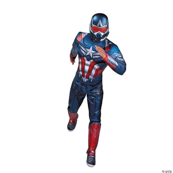 Marvel Men's Captain America Halloween Costume Jumpsuit 2pc - Red Medium