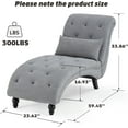 thumbnail image 2 of Tufted Soft Chaise Lounge Chair for Bedroom, Linen Rivets Chaise Lounge Indoor, Armless Upholstered Chaise Couch Chair for Living Room with Square Cushions and Solid Wood Legs, Gray, 2 of 7