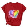 thumbnail image 1 of Pisexur Hauts pour Femmes T-Shirts LGBT Pride Mode Coloré Teinture sur Nœuds Cœur T-Shirt Graphique Hauts Décontractés Col Rond Manches Courtes Blouses Amples T-Shirts Inspirants Amour et Égalité T-Shirts Été Confortables Basiques, 1 of 1