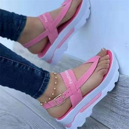 

New Women Sandals Summer Fashion Peep Toe Flip Flops Buckle Non-slip Platform Sandals Woman Sandalia Feminina Plus Size 35~43