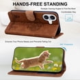 thumbnail image 2 of ELEHOLD Case for iPhone 16 Plus, Premium PU Leather Wallet Flip Case Folio Cover with Card Holder Kickstand,Brown, 2 of 6