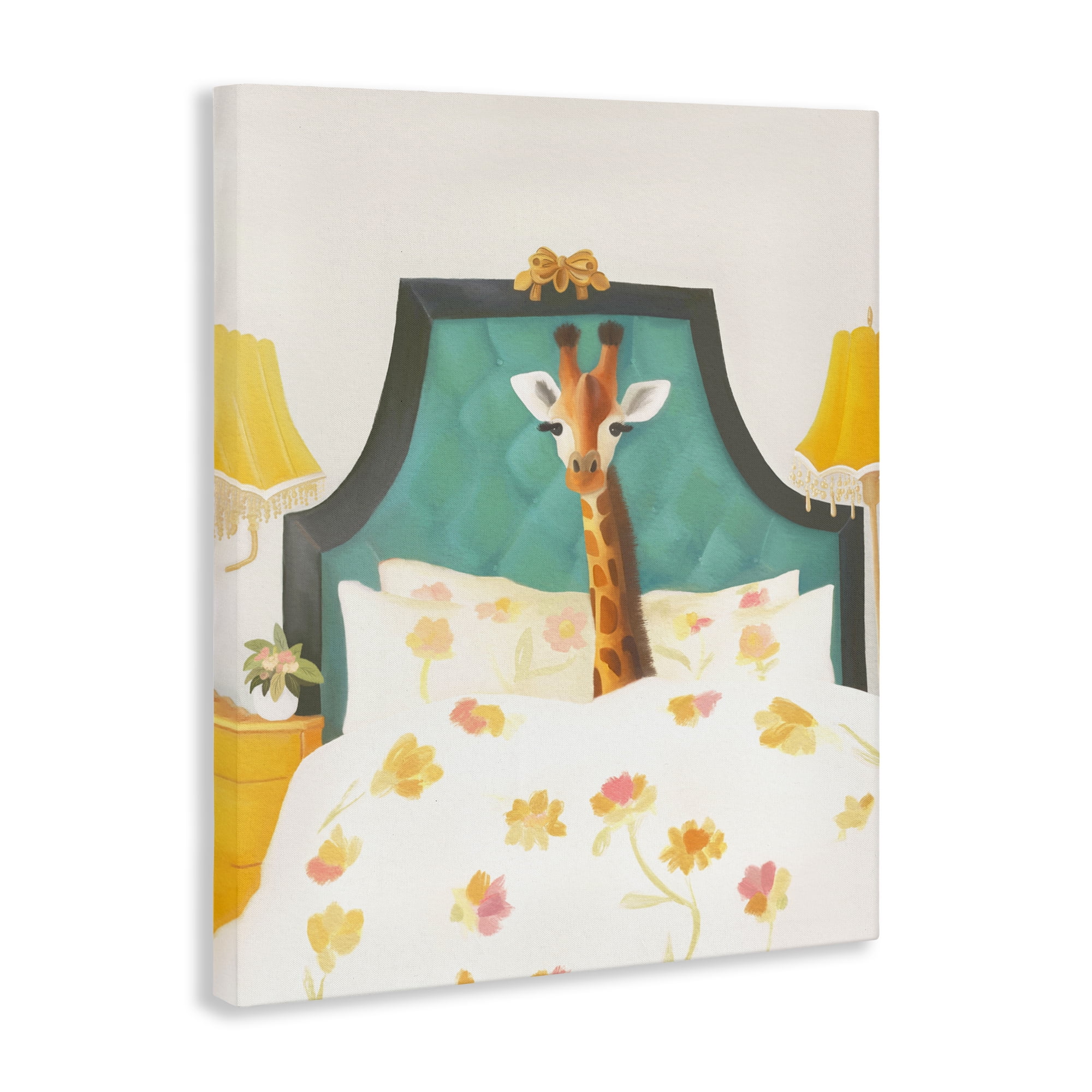 Good Morning Giraffe in Bed Canvas Wall Art, design by Leah Straatsma