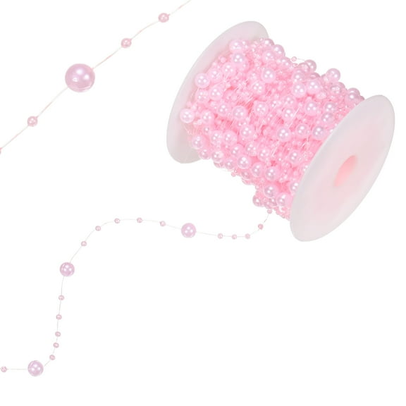 Uxcell 33 Yards Pearl Beaded Chain Trim 3-8mm Light Pink Pearl Beads Beaded Garland for DIY Crafts/Bouquet/Wedding
