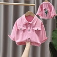 thumbnail image 2 of Atogsazn Childrens Girls Denim Jacket Kids Casual Button Down Long Sleeve Coat Lightweight Tops Clothing Hot Pink 3-4 Years Fashion, 2 of 9