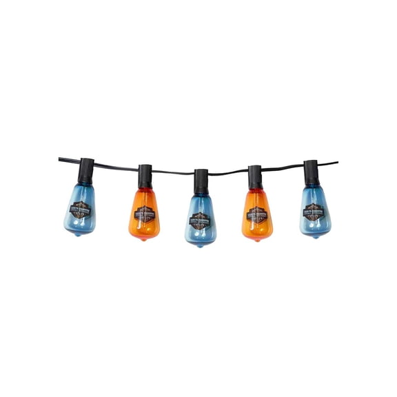 Harley-Davidson Vivid Bar & Shield LED String Party Lights, Orange & Blue, Harley Davidson