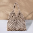 thumbnail image 4 of Mightlink Aesthetic Tote Bag Exquisite Woven Pattern Large Capacity Hollow Out Handmade Double Handle Daily Collocation Ladies Cut-Out Handbag Shopping Bag for Travel, 4 of 7