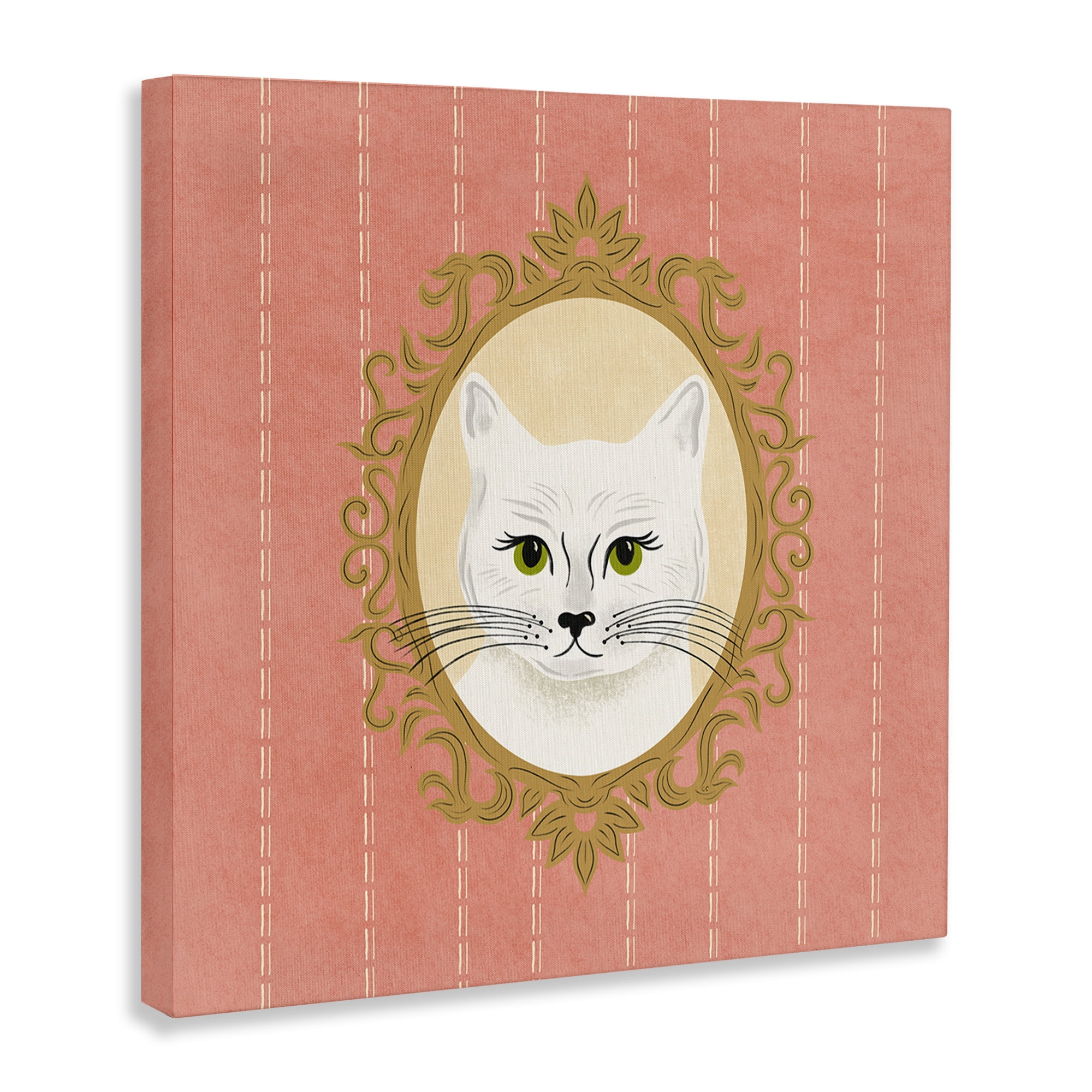 Stupell Industries White Cat Portrait Animals Painting Wrapped Canvas Art Print Wall Art, 30 x 30