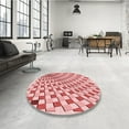 thumbnail image 3 of Ahgly Company Indoor Round Patterned Grapefruit Red Area Rugs, 5' Round, 3 of 6