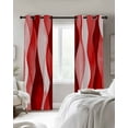 thumbnail image 3 of Fsddascl Red Striped Blackout Curtains for Bedroom/Living Room, Thermal Insulated Kitchen Curtains, Modern Gradient Geometric Ripple Stripes Grommet Darkening Window Treatment Drapes 52"x72"x2, 3 of 8