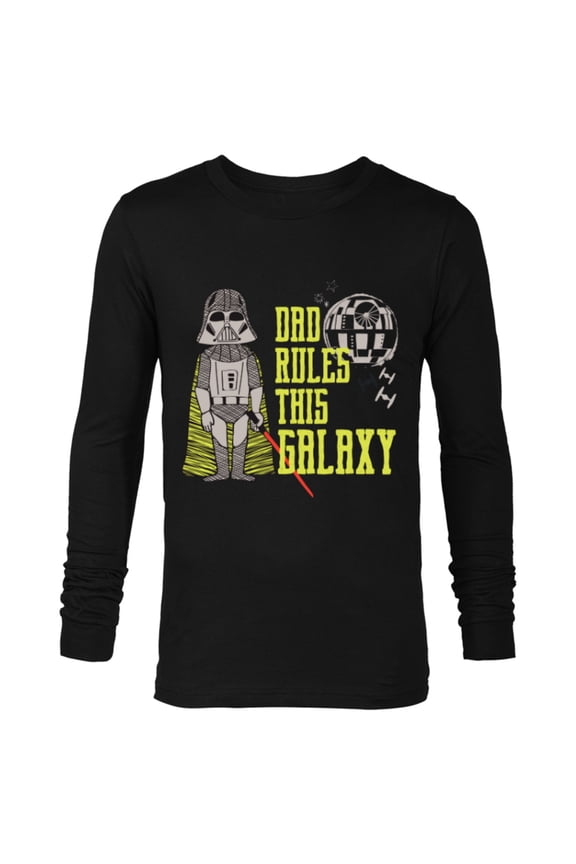 Cute Darth Vader Dad Rules This Galaxy - Long Sleeve T-Shirt for Men - Customized-Black