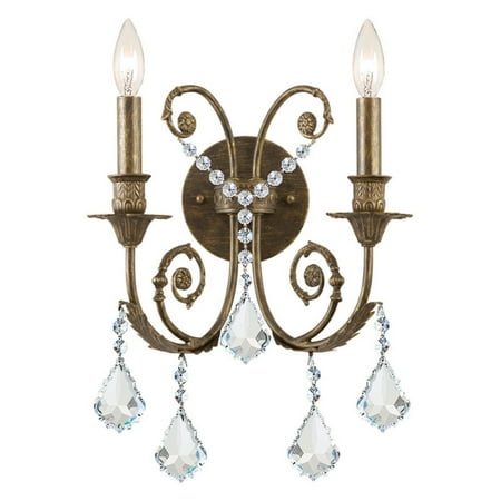 - Crystorama Clear Swarovski Elements Crystal Wrought Iron Wall Sconce - 12.5W in.