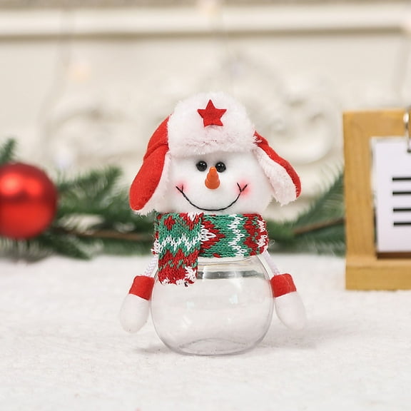 Qiweii Christmas Candy Jars, Santa Elk Snowman Ornament Plastic Candy Cookie Jar Containers Candy Storage Dish Home Decor Container Favor Gift Box Bottle for Children, Xmas Holiday Party Supply
