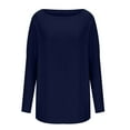thumbnail image 6 of QUYUON Crew Neck Sweatshirts Women Deals Crewneck Sweatshirts Polyester Long Sleeve Crew Neck Solid Blouse Tops Style S-346 Breathable Zip up Sweatshirts Oversized Fit Shirts Dark Blue 3XL, 6 of 6