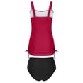 thumbnail image 7 of Oplxuo Womens Tankini Swimsuits Tummy Control 2 Piece Ruched Drawstring Bathing Suits Shell Stitch Swim Suit, 7 of 7