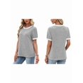 thumbnail image 3 of Women'S Textured Shirts Tops Short Cap Sleeve Shirts Loose Fit Summer Outfits Gray L, 3 of 7