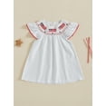thumbnail image 4 of BemeyourBBs Kids Toddler Baby Girls 4th of July Dress Outfit Patriot Fourth of July Independence Day Clothes Flag Embroidery Dot Plaid Print Short Sleeve Dress Toddler Girl Summer Outfit, 4 of 9