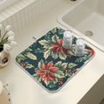 thumbnail image 4 of Yayeee Dish Drying Mat for Kitchen Counter 18" x 24" Microfiber Super Absorbent Coffee Decorative Pad, Retro Christmas Poinsettia, 4 of 9