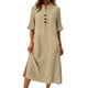 thumbnail image 2 of TaTaai Ladies V-Neck Ruffle Half Sleeve Solid Color Long Dress Button Down Design with Pockets Fashion Casual Comfortable Dress for Women Gift, 2 of 6