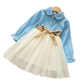 thumbnail image 1 of Vestidos de niña pequeña Vestido de mezclilla de manga larga para niñas Ropa Tutu Vestido de fiesta Vestido de fiesta Primavera Otoño Ropa de bebé Vestidos12-18M (Etiqueta 80) Gao Jinjia LED, 1 of 2