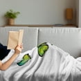 thumbnail image 3 of Green Soft Flannel Fleece Throw Blanket, 3 Vibrant Butterflies on White Backdrop Spring Nature, Cozy Plush for Indoor and Outdoor Use, 50" x 60", Lime Green Fern Green, by Ambesonne, 3 of 5