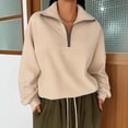 thumbnail image 2 of Yokua Women's Half Zip Cropped Pullover Quarter Zipper Hoodie Fall Winter Casual Sweatshirt Coat, 2 of 9