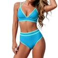 thumbnail image 2 of ClodeEU Women's Sexy Slim Fit Solid Color Bikini Set ,Bestseller Two-Piece Swimsuit Blue,Womens Plus S, 2 of 6
