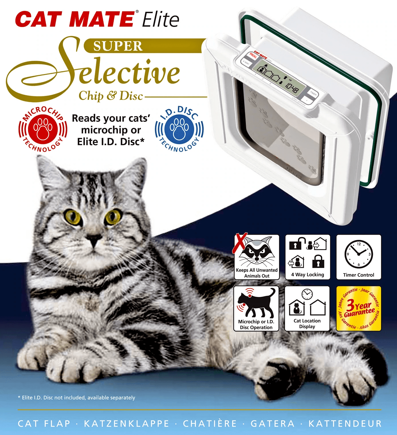 Cat flap with timer top