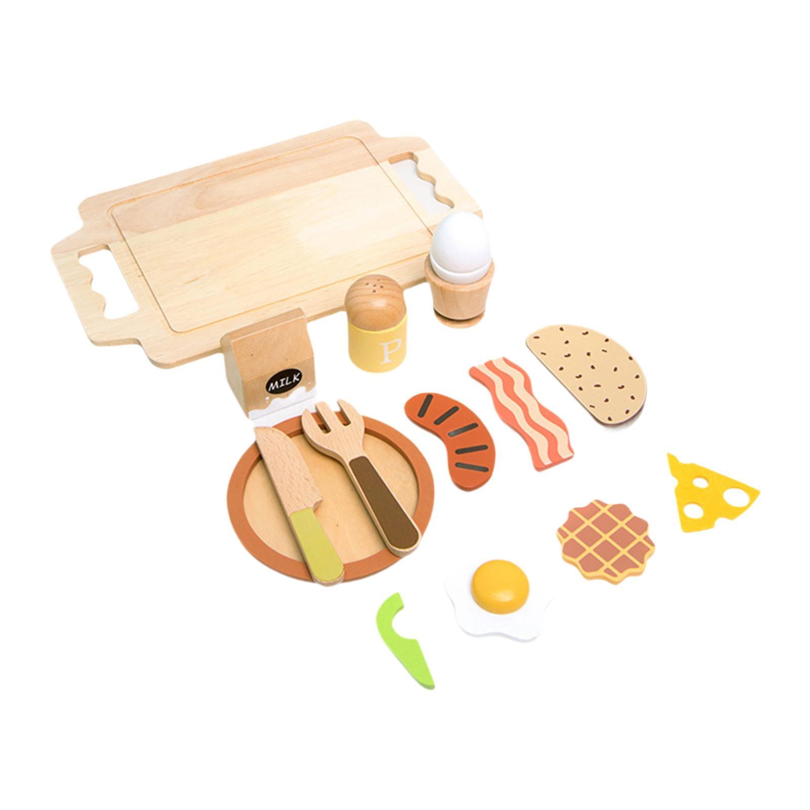 Bunblic Simulation Kitchen Toys Play Foods Educational Kitchen Accessories Wooden Toy Pretend Play for Preschool Boys Girls Kids Gift