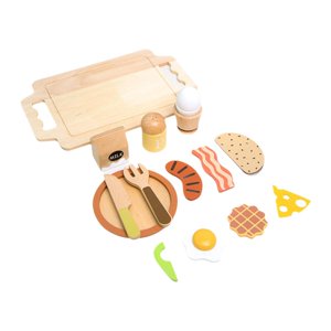 Bunblic Simulation Kitchen Toys Play Foods Educational Kitchen Accessories Wooden Toy Pretend Play for Preschool Boys Girls Kids Gift