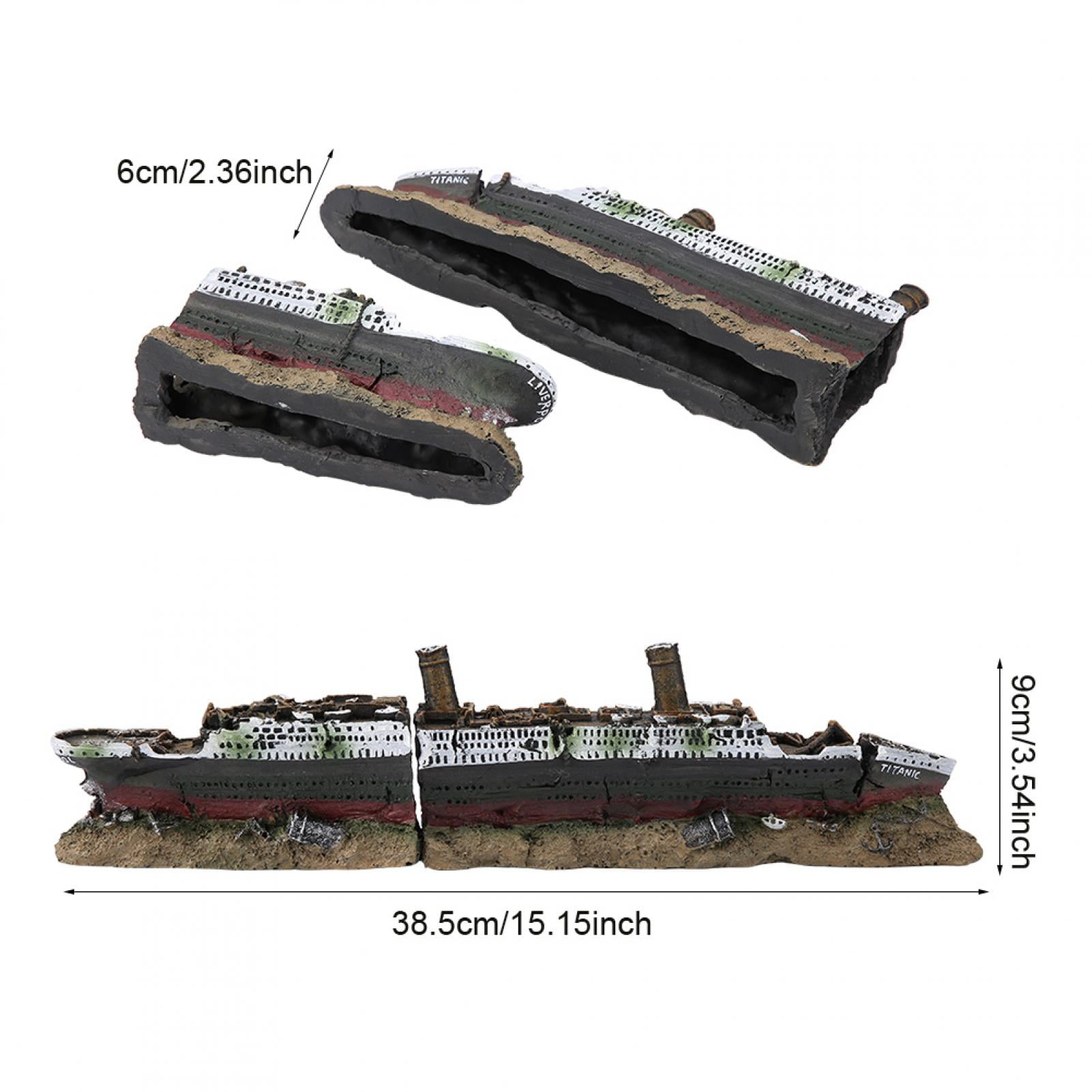 Aquarium Shipwreck Decoration, Fish Tank Sunken Ship Fish Tank Wreck Shipwreck Ornament Lost Wrecked Boat Ship Aquarium Ornament for Fish Tank Decorations