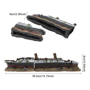 Aquarium Shipwreck Decoration, Fish Tank Sunken Ship Fish Tank Wreck Shipwreck Ornament Lost Wrecked Boat Ship Aquarium Ornament for Fish Tank Decorations