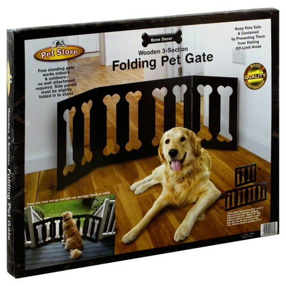 Foldable Dog Bone Gate, 3 Section Pet Fence, Portable, 23.75" x 47.5", 19" tall