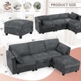 thumbnail image 4 of ACMEASE 86" Chenille 3 Seats Sofa w/Movable Storage Ottoman, Sectional Sofa w/Adjustable Backrests, Comfortable Fabric Couch w/USB&Type-C Ports, Cup Holders for Living Room, Gray, 4 of 8