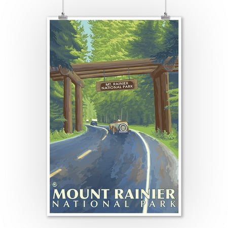 Mount Rainier, Washington - Nisqually Entrance - Lantern Press Artwork (9x12 Art Print, Wall Decor Travel