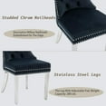 thumbnail image 3 of KCC Velvet Tufted Dining Chairs Set of 2, Back Pull Ring & Nailhead Trim,Stainless Steel Leg Upholstered Side Chairs for Kitchen & Dining Room, Black, 3 of 9