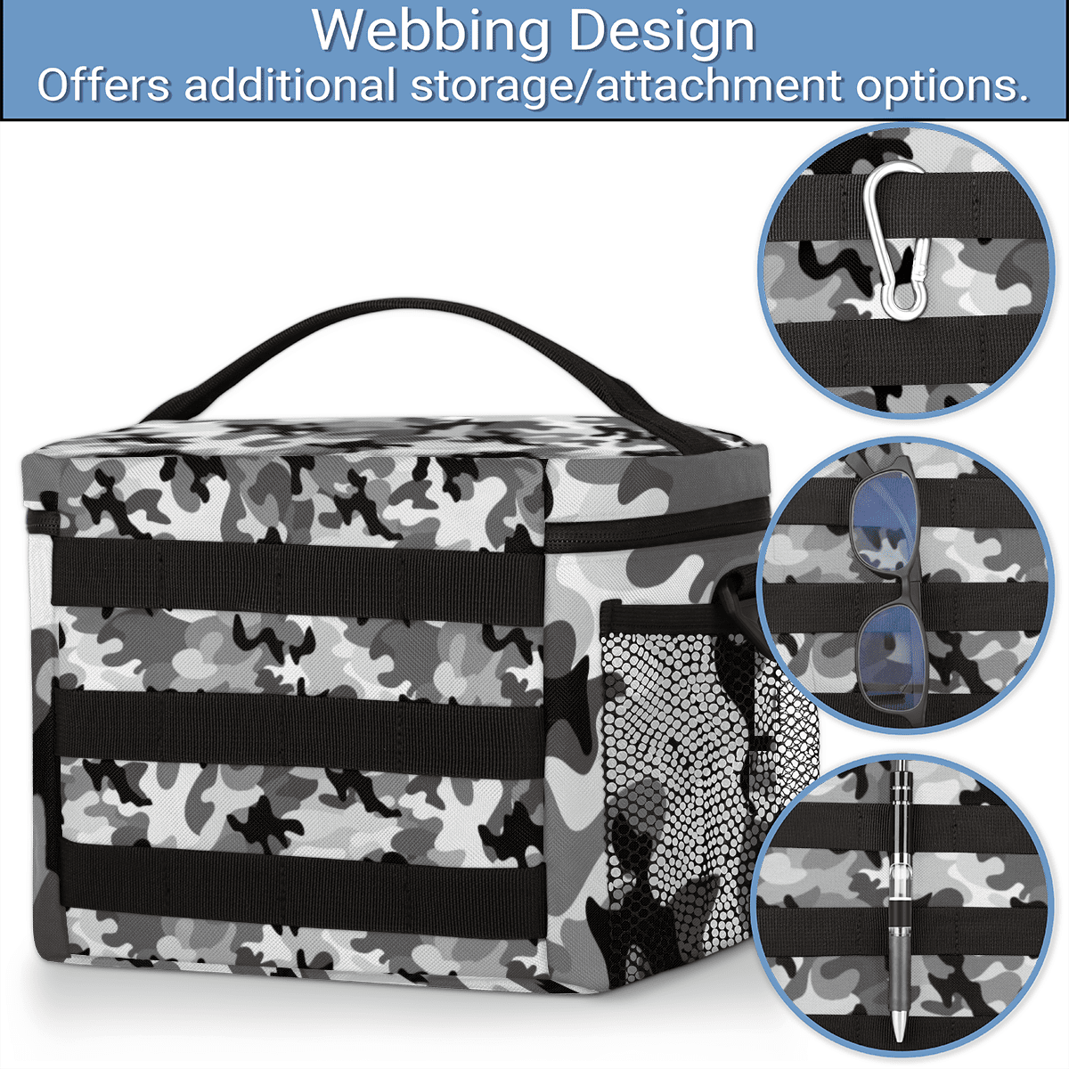 Lunch Box for Adults,Tactical Lunch Bag,Leakproof Insulated Lunch Bag for Adjustable Shoulder Strap,Water Bottle Pouch Cooler Bag for Work Outdoor Picnic Trips 8L(Camouflage Gray)