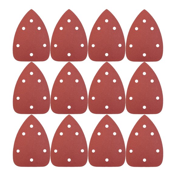 shiyou-60 Pieces Mouse Detail Sander Sandpaper, 6 Hole Mouse Sanding Pad Hook and Loop Sanding Sheets 60/80/100/120/180/240 Assorted Grits for Wood Furniture for 140mm Sanding Machine