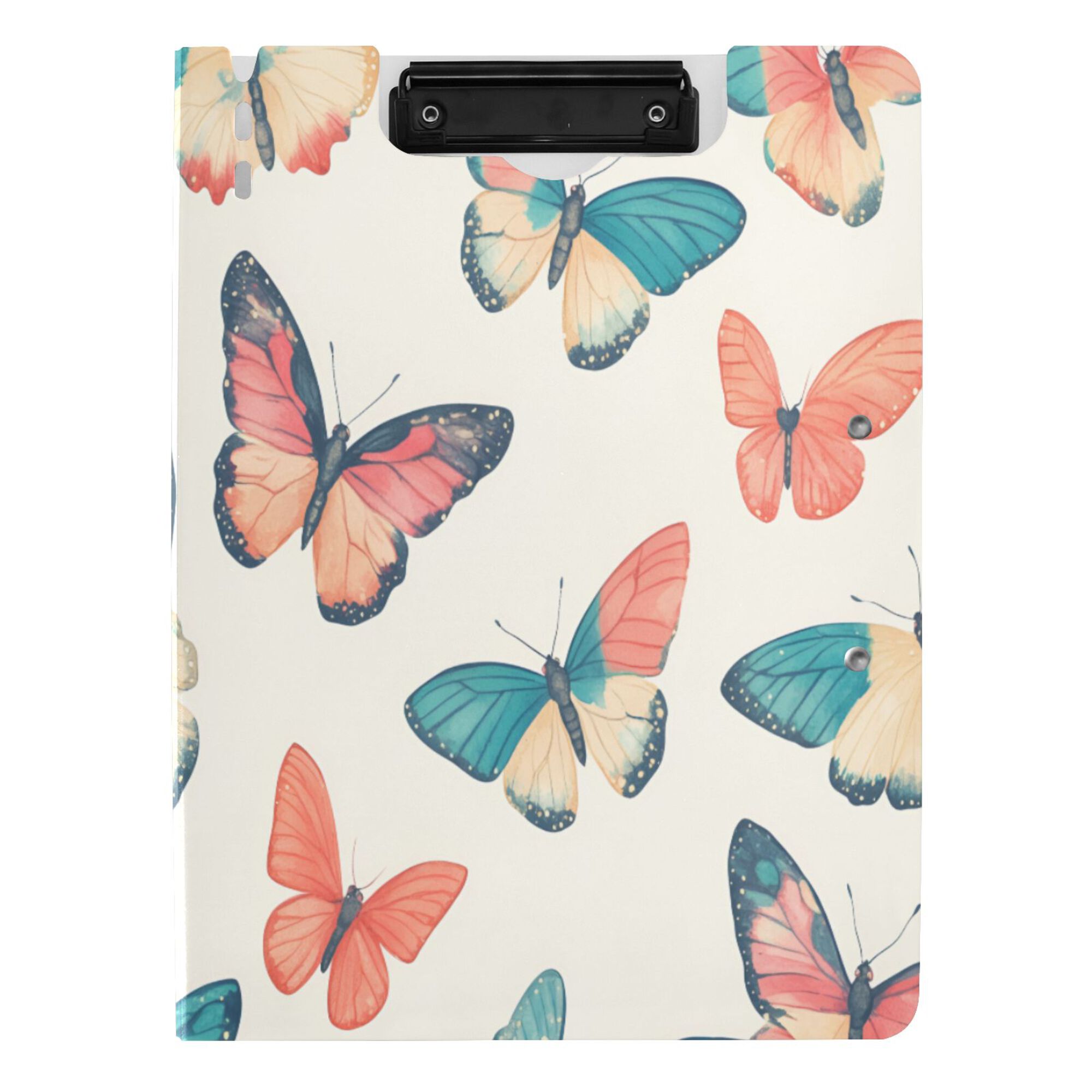 FORMRS A4 Clipboard Folder with Pen Holder Horizontal Foldable School Office Binder, Colorful Butterflies