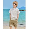 thumbnail image 3 of Arshiner Boy's 2 Pieces Summer Shorts Outfits Linen Set Casual Henley Shirts Short Sleeve Top and Short, 3 of 6