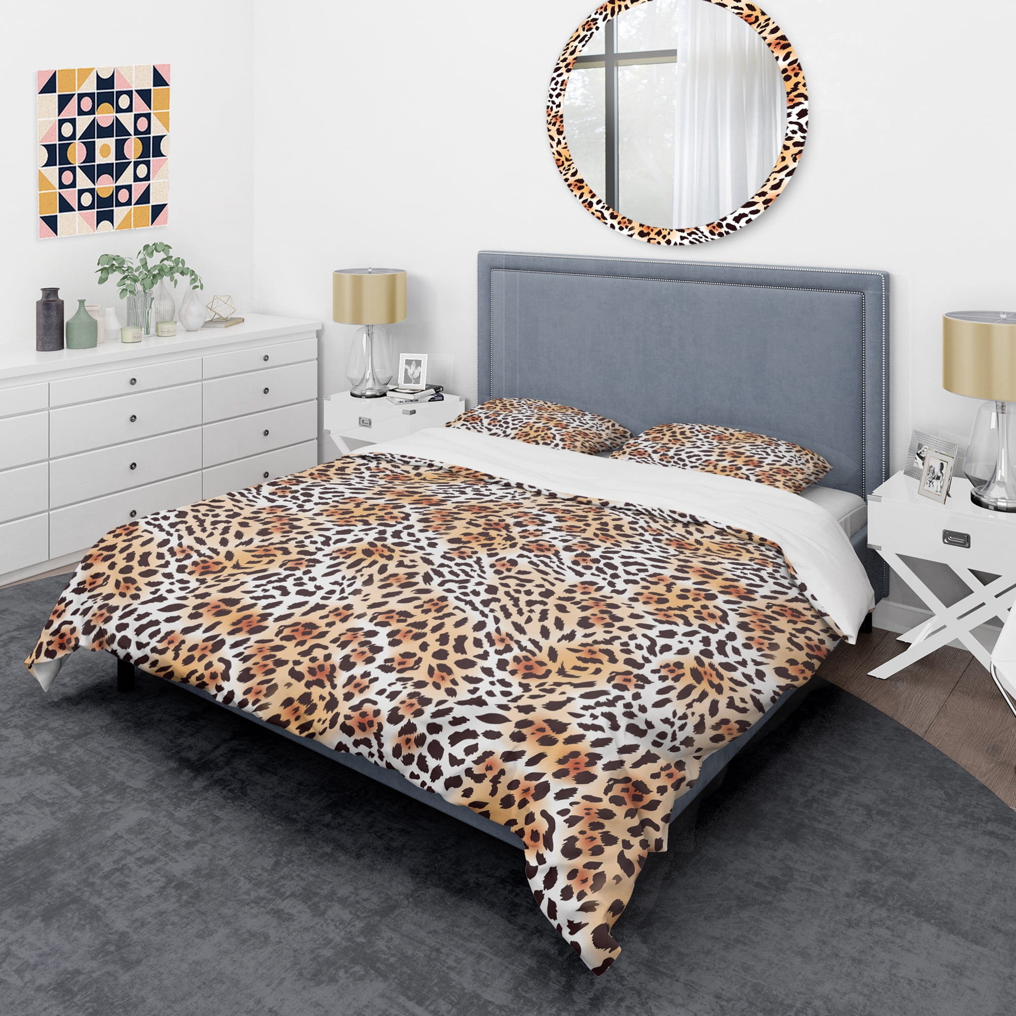 Designart 'Leopard Fur Safari II' Mid-Century Modern Duvet Cover Set