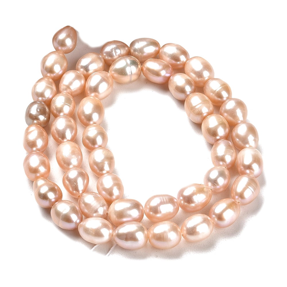 1 Strand Natural Cultured Freshwater Pearl Beads Strands Rice Grade AA 8~9x6.5~7mm Hole: 0.7mm about 43~44pcs/strand 14.17~14.37''(36~36.5cm)