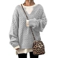 thumbnail image 3 of Suéter europeo y americano Suéter de punto con patrón de cáñamo para mujer Suéter de punto casual Suéter, 3 of 5