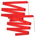 thumbnail image 4 of OUNONA 2Pcs Twirling Ribbons for Kids Red Wooden Handle Long Strip Dance Props Circus Skill, 4 of 7