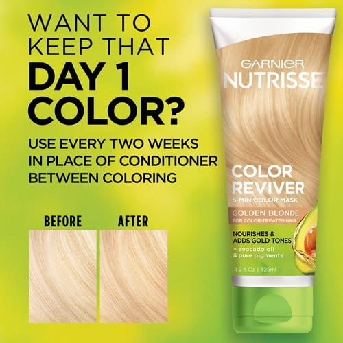 Garnier Nutrisse Color Reviver 5 Minute Nourishing Color Hair Mask, Golden Blonde, 4.2 fl. oz. (Pack of 2)