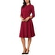 thumbnail image 4 of Conjunto de traje de falda chic Inspire para mujeres, 2 piezas, oficina, chaqueta de blazer de 3/4 de manga, faldas plisadas, XS, rojo oscuro, 4 of 5