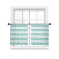 thumbnail image 2 of Aqua Striped Semi Sheer Curtains 54 Inch Length 2 Panels Set, Rustic Farmhouse Stripes Sheer Kitchen Curtain Privacy Voile Window Curtain for Living Room Bedroom Rod Pocket Drapes, 2 of 7