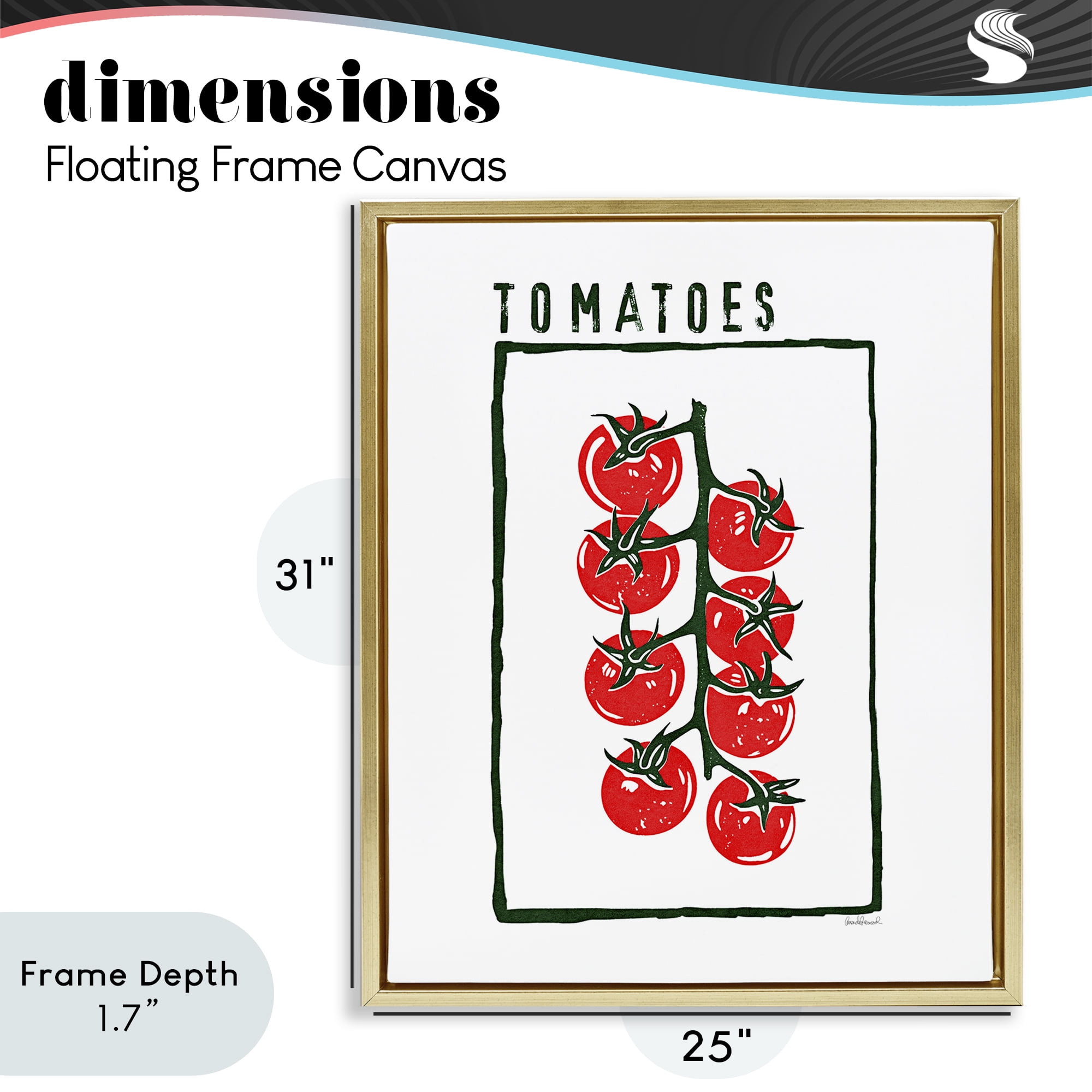 Stupell Industries Ripe Tomatoes Cluster Gold Framed Floater Canvas Wall Art, design by Amanda Greenwood