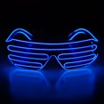 thumbnail image 2 of Light Up Flashing Shutter Neon Rave Glasses El Wire LED Sunglasses Voice Activated Glow DJ Costumes for 80s, EDM, Party, 2 of 5